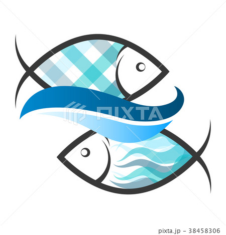 Two fish and a blue wave 38458306