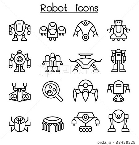 Robot icon set in thin line style Robot icon set in thin line style 38458529