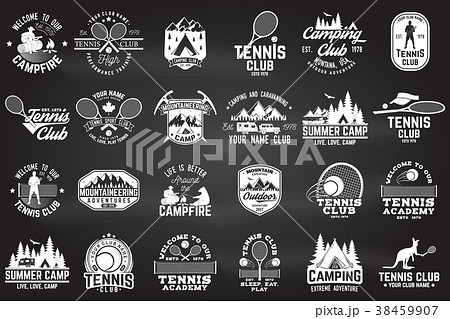 Set of tennis and camping club badge. Vector Set of tennis and camping club badge. Vector 38459907