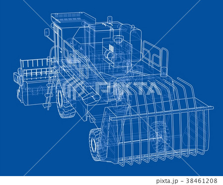 Concept combine-harvester. Vector rendering of 3d Concept combine-harvester. Vector rendering of 3d 38461208