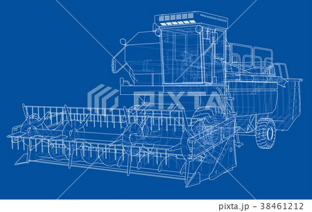 Concept combine-harvester. Vector rendering of 3d Concept combine-harvester. Vector rendering of 3d 38461212