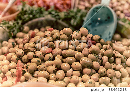 in the market lots of olives 38461218