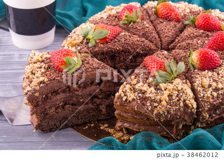 Specialty chocolate cake with pieces of the Belgia 38462012