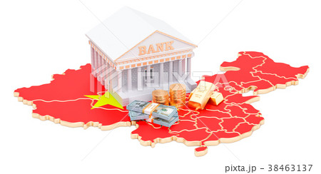 Banking system in China concept. 3D rendering Banking system in China concept. 3D rendering 38463137