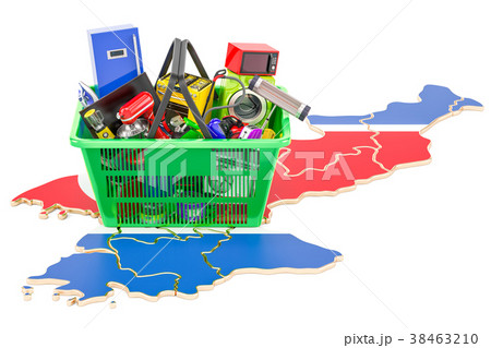 Map of North Korea with shopping basket Map of North Korea with shopping basket 38463210