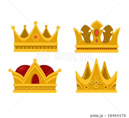 Pope tiara and king crown set of icons 38464379