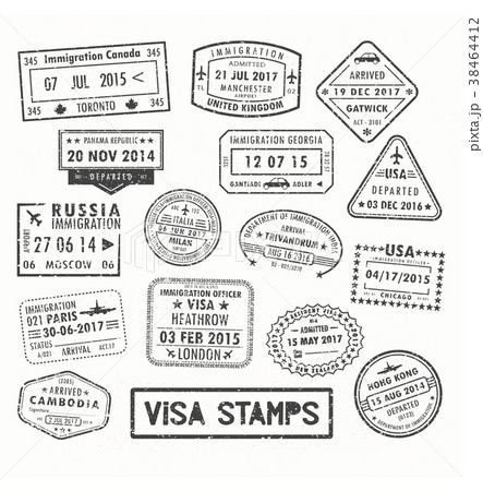 Visa stamps or passport signs of immigration 38464412