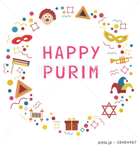Frame with purim holiday flat design 38464467