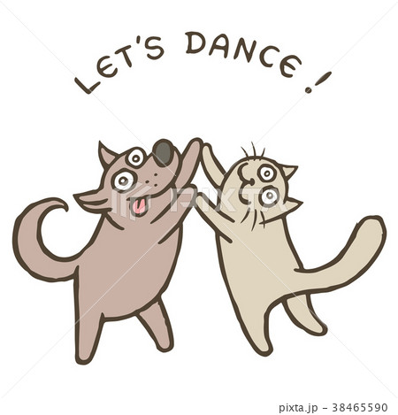cartoon dog and cat dancers. vector illustration cartoon dog and cat dancers. vector illustration 38465590