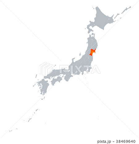 宮城県地図 日本列島のイラスト素材