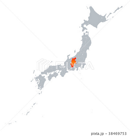 長野県地図 日本列島のイラスト素材