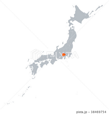 山梨県地図 日本列島のイラスト素材
