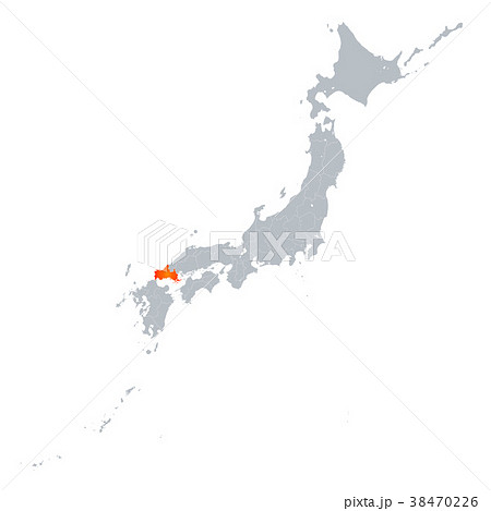 山口県地図 日本列島のイラスト素材