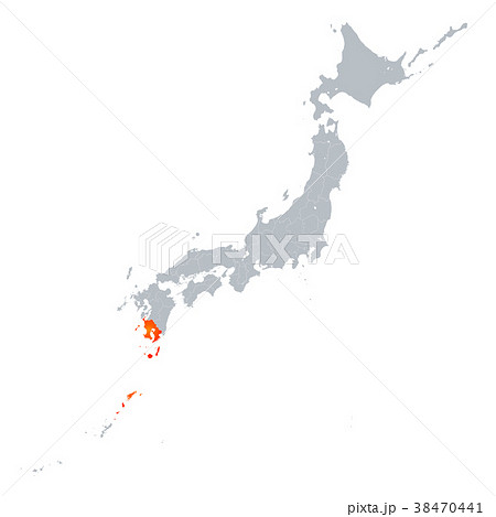 鹿児島県地図　日本列島 38470441