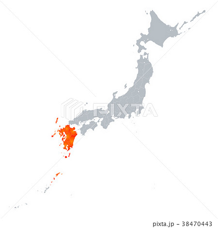 九州地図 日本列島のイラスト素材 38470443 Pixta