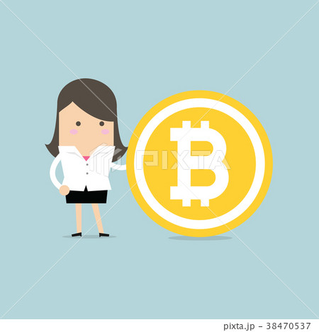 Businesswoman with a BitCoin. Businesswoman with a BitCoin. 38470537