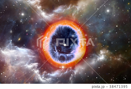Supernova explosion with glowing nebula 38471395
