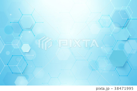 Abstract blue hexagons shape with science concept. 38471995