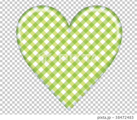心形浮雕圖/格子（綠色）|情人節白色材料 38472483