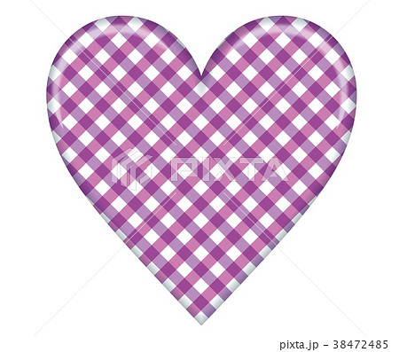 レリーフのハートのイラスト チェック柄 紫 バレンタインデー ホワイトデー向け素材のイラスト素材