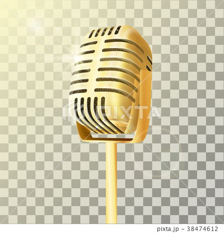 Vintage golden studio microphone. 38474612