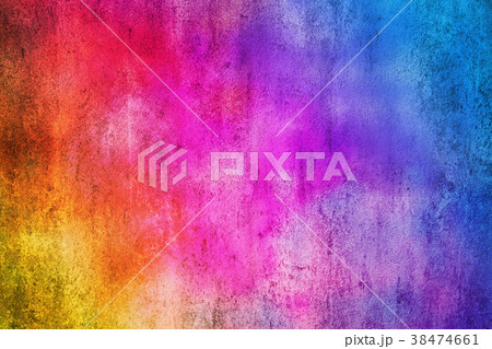Grunge red blue and yellow painted on concrete wal 38474661