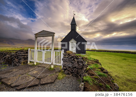Black wooden church of Budir in Iceland 38476156