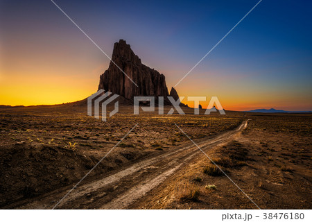 Sunset above Shiprock in New Mexico Sunset above Shiprock in New Mexico 38476180