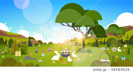 Beautiful Easter Holiday Background With Green Beautiful Easter Holiday Background With Green 38484026