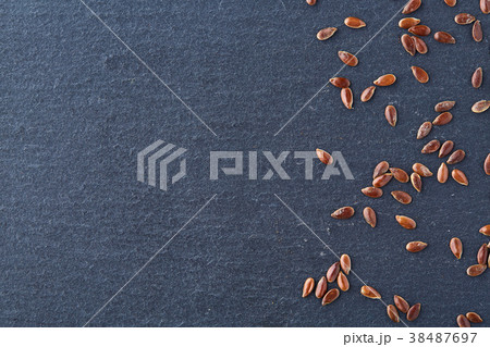 Top view close-up picture of separate flax seed on Top view close-up picture of separate flax seed on 38487697