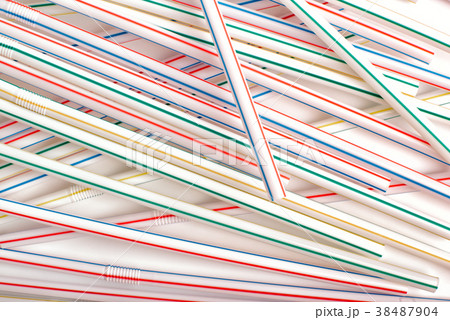 Drinking straw colorful plastic tubes over white background Drinking straw colorful plastic tubes over white background 38487904