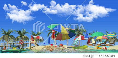 3d rendering of section of beach. View from side. 3d rendering of section of beach. View from side. 38488304