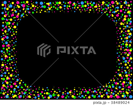 カラフル ポップ ドット 黒バック 背景 飾り 枠 角丸 四角 素材のイラスト素材 38489024 Pixta