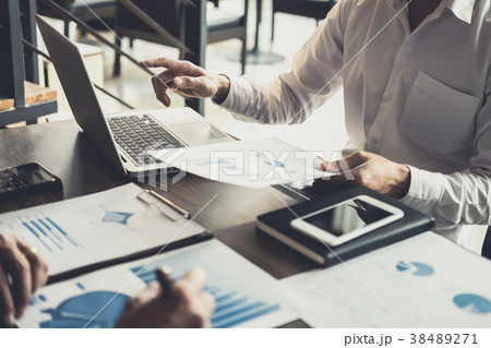 Business people are working in office, presentation in front of 38489271
