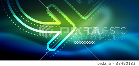 Techno neon glowing arrow background 38490133