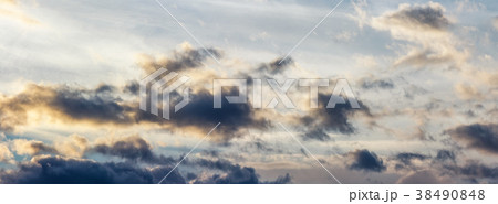 panorama of gorgeous cloudscape at sunset panorama of gorgeous cloudscape at sunset 38490848