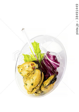 Mini canapes with seafood and vegetables and herbs Mini canapes with seafood and vegetables and herbs 38491449