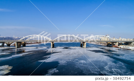 Aerial view of the Kiev city, Ukraine. Dnieper 38492754