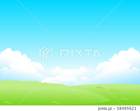 新緑 草原 風景 背景 のイラスト素材 38495621 Pixta