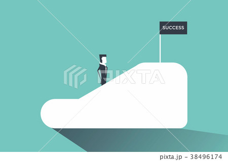 Businessman on an escalator moving up to success. 38496174