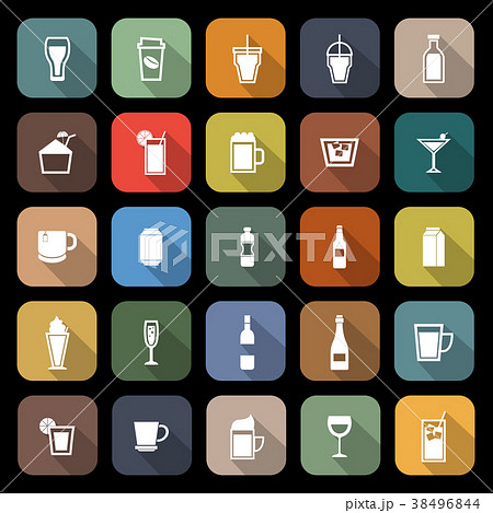 Beverage flat icons with long shadow 38496844