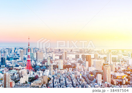 city skyline of tokyo tower in roppongi hill japan city skyline of tokyo tower in roppongi hill japan 38497504