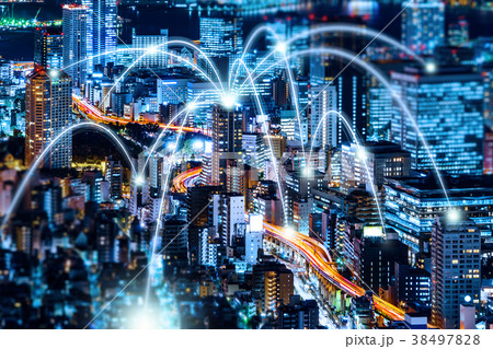 tokyo city skyline with technology concept tokyo city skyline with technology concept 38497828