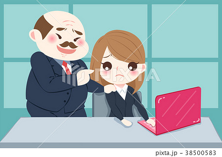 cartoon boss harassing woman 38500583