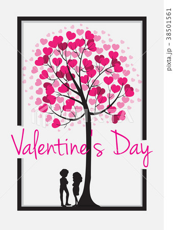 Valentine card template with heart tree Valentine card template with heart tree 38501561