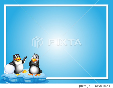 Border template with two penguins on ice Border template with two penguins on ice 38501623