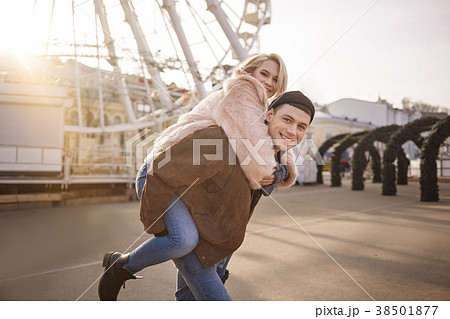 Positive nice man and woman are having fun 38501877