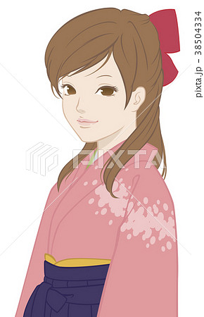 袴姿の女の子のイラスト素材