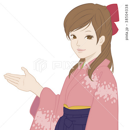 袴姿の女の子 案内のイラスト素材