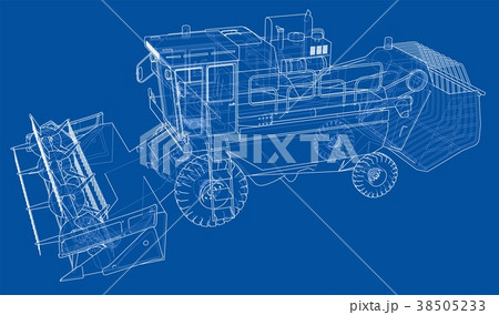 Concept combine-harvester. Vector rendering of 3d Concept combine-harvester. Vector rendering of 3d 38505233